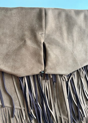 Püsküllü Kahverengi Süet Kadın Elbise - Görsel 2