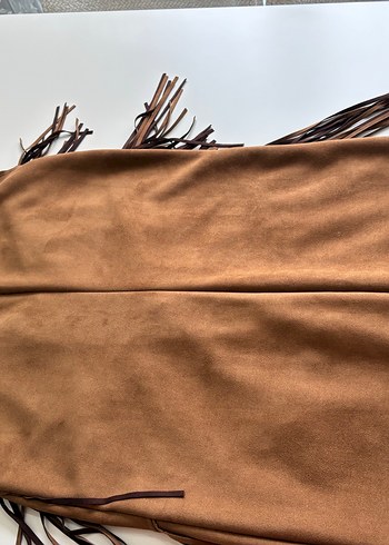 Püsküllü Kahverengi Süet Kadın Elbise - Görsel 4