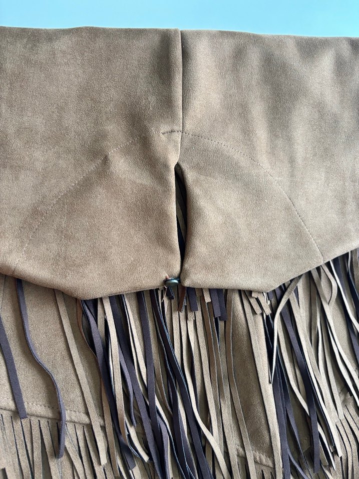 Püsküllü Kahverengi Süet Kadın Elbise - Görsel 2