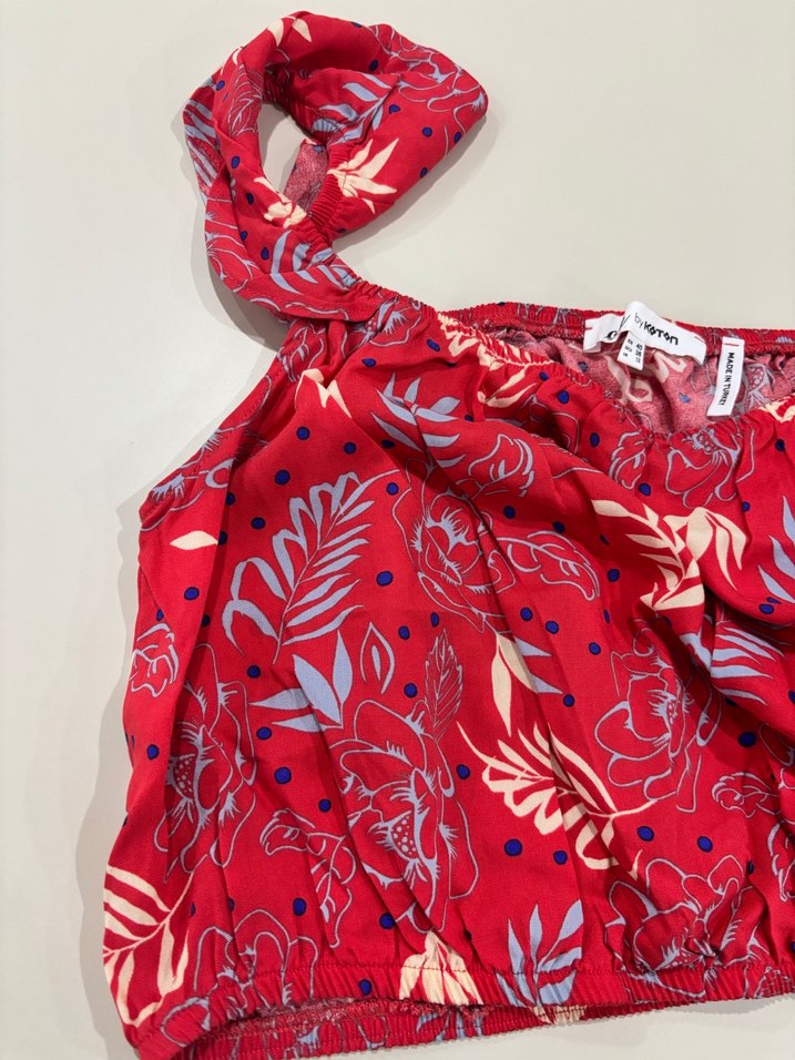 Bohem çiçekli krop - Görsel 3