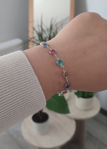 Renkli Zincir Detaylı Çelik Kadın Bileklik - Görsel 5