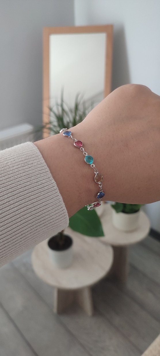 Renkli Zincir Detaylı Çelik Kadın Bileklik - Görsel 5