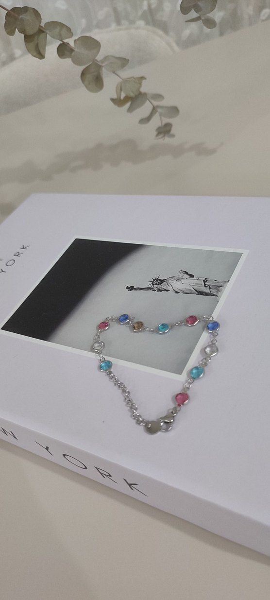 Renkli Zincir Detaylı Çelik Kadın Bileklik - Görsel 3