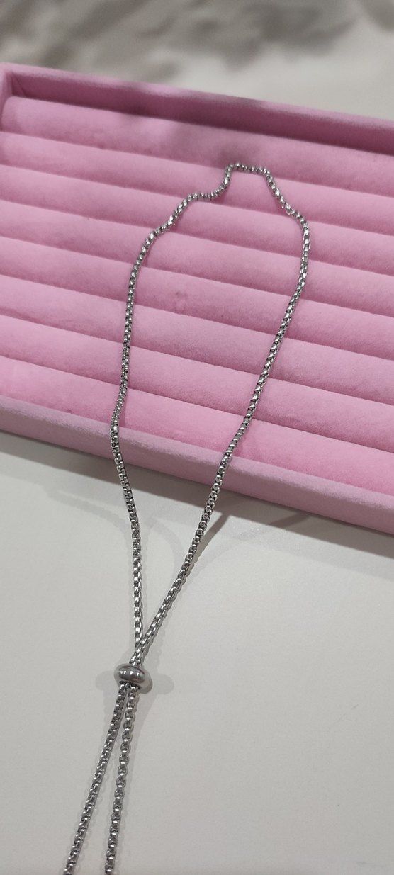 Gri Zincir Detaylı Uzun Punk Kolye - Görsel 3