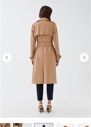 Kadın Bej Uzun  Trençkot - Görsel 5