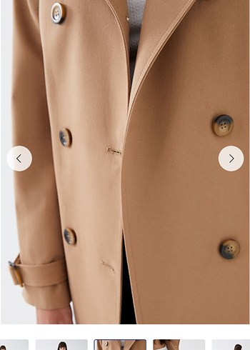 Kadın Bej Uzun  Trençkot - Görsel 3