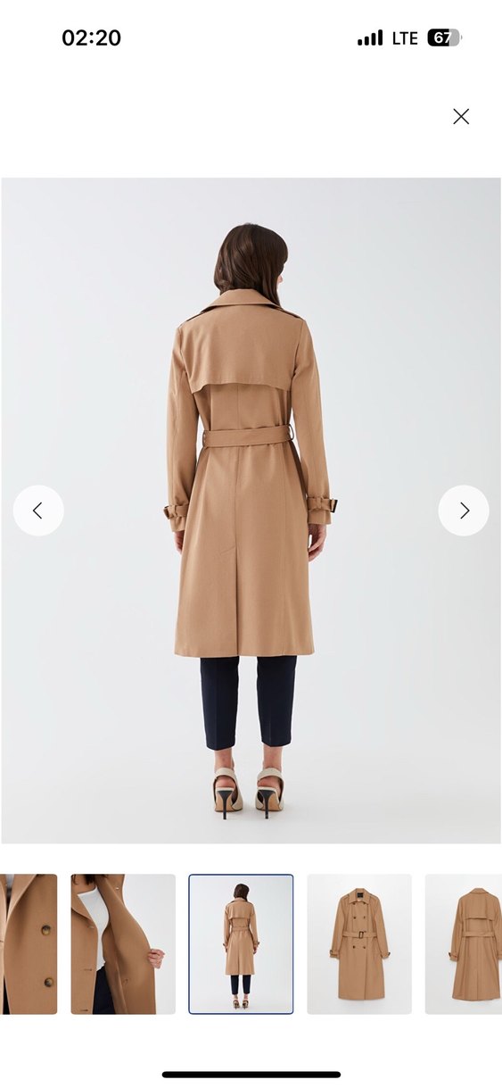 Kadın Bej Uzun  Trençkot - Görsel 5