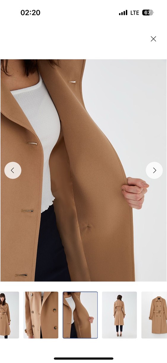 Kadın Bej Uzun  Trençkot - Görsel 4