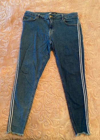 Kadın Mavi Çizgili Kot Pantolon - Görsel 2