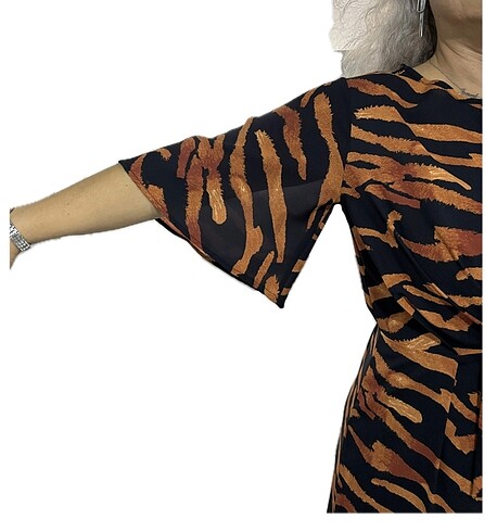 38 Beden GUSTO zebra şifon elbise ????????