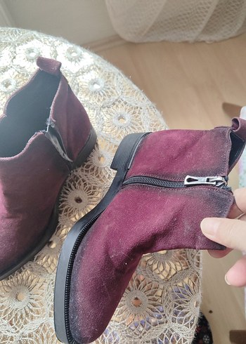 Kadın Bordo Süet bot - Görsel 3