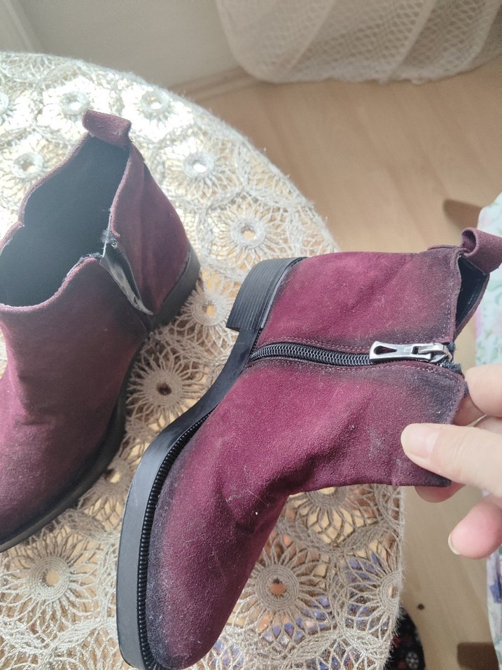 Kadın Bordo Süet bot - Görsel 3