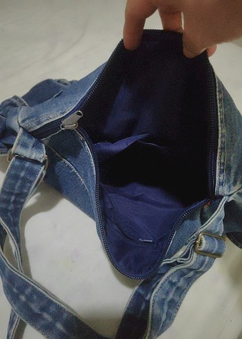 Beden mavi Renk Tokalı Koyu Mavi Denim Kadın Çanta