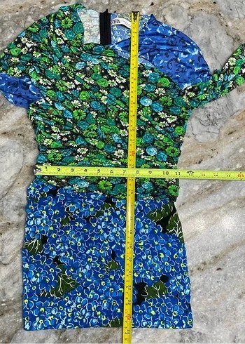 Zara Uzun Kollu Mini Elbise, Çok Renkli, Drapeli - Görsel 2