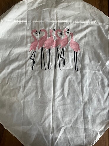 Addax FLAMINGO DESENLI BEYAZ GÖMLEK