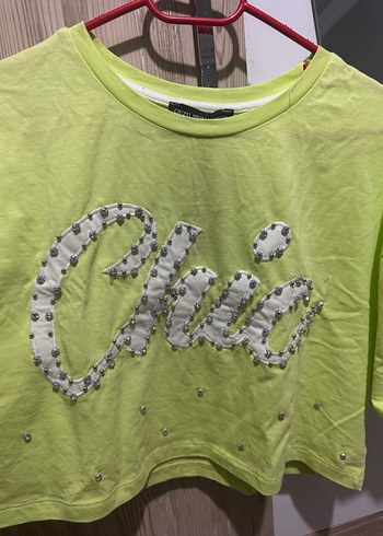 Yeşil Payetli Kısa Kollu Salaş Tişört - Görsel 2