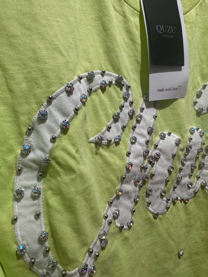 Yeşil Payetli Kısa Kollu Salaş Tişört - Görsel 3