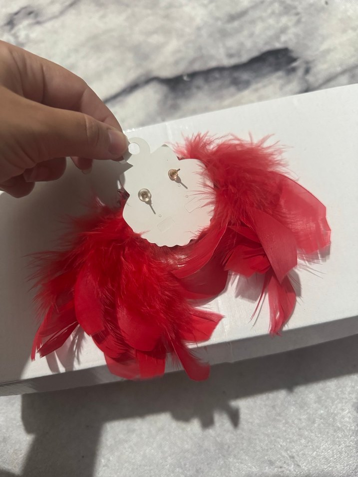 Kırmızı Püsküllü Mini Bohem Küpe - Görsel 2