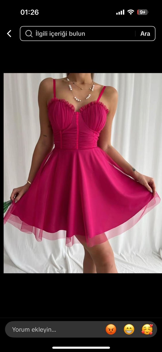 Pembe Mini Straplez Drapeli Kadın Abiye Elbise - Görsel 2