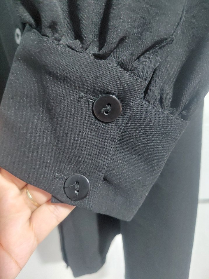 Uzun Kollu Siyah Gömlek Tunik - Görsel 3