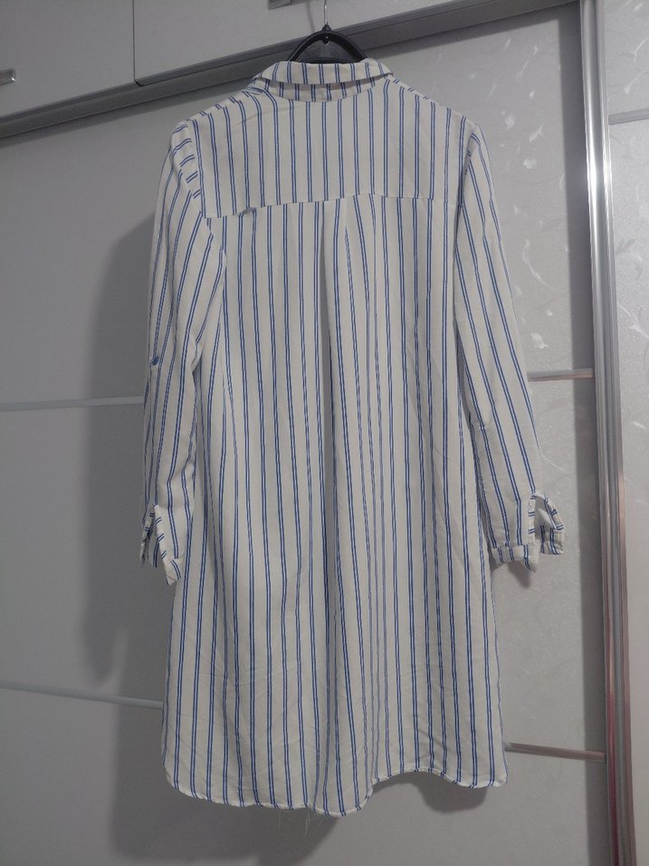 Düğmeli Çizgili Uzun Kollu Tunik Gömlek - Görsel 5