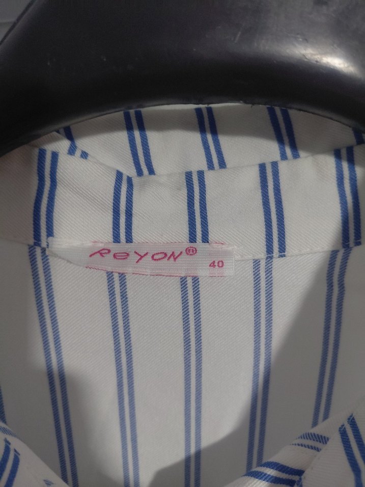 Düğmeli Çizgili Uzun Kollu Tunik Gömlek - Görsel 3