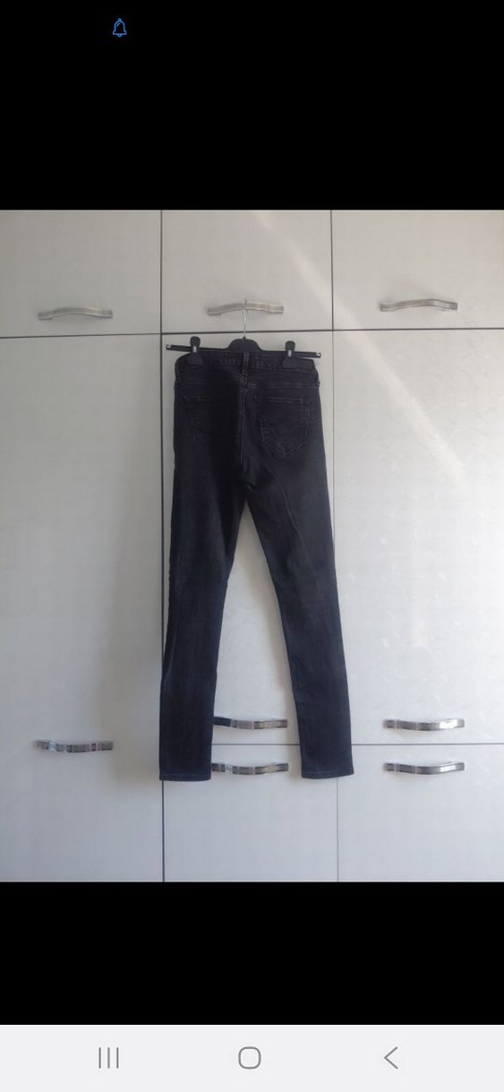 Kadın Siyah Denim Normal Boy Kemerli Jean - Görsel 3