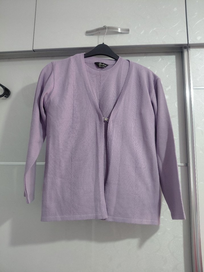 Mor Kısa Kollu Kadın triko takım - Görsel 5