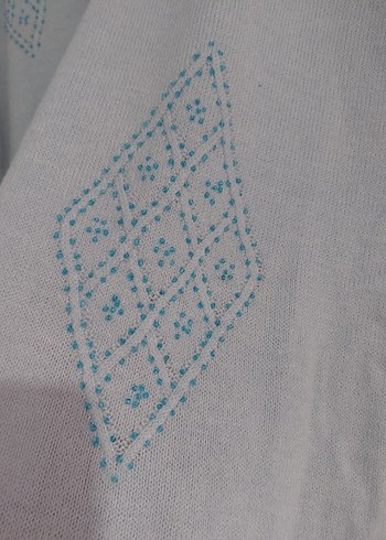 Gri Bağlama Desenli Kısa Kollu Kadın Bluz - Görsel 3