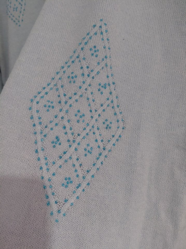 Gri Bağlama Desenli Kısa Kollu Kadın Bluz - Görsel 3