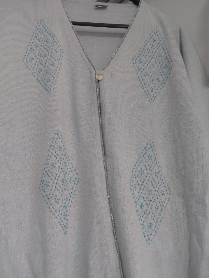 Gri Bağlama Desenli Kısa Kollu Kadın Bluz - Görsel 2