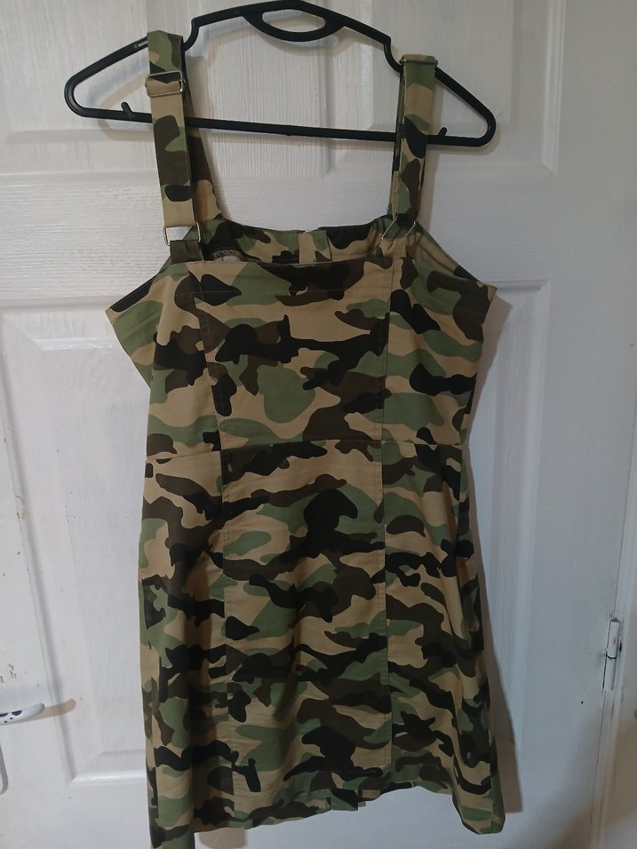 Kamuflaj Desenli Kadın Midi Elbise - Görsel 2