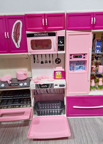 Renkli Pembe Oyuncak Mutfak Seti