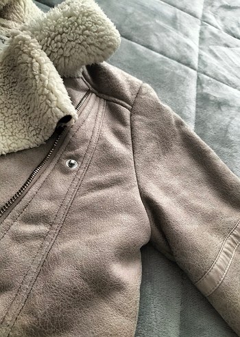 Bej Kadın Süet Kürklü Ceket - Görsel 3