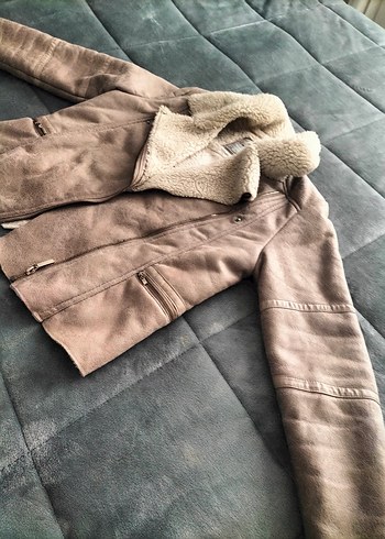 Bej Kadın Süet Kürklü Ceket - Görsel 4