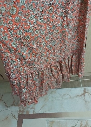 l Beden Uzun Kol, Fırfırlı Bohem Elbise