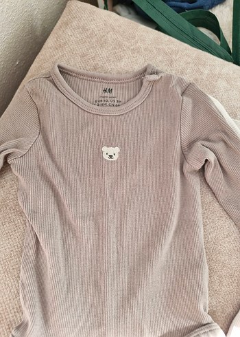 Uzun Kollu Bebek Body - Bej ve Beyaz - Görsel 2