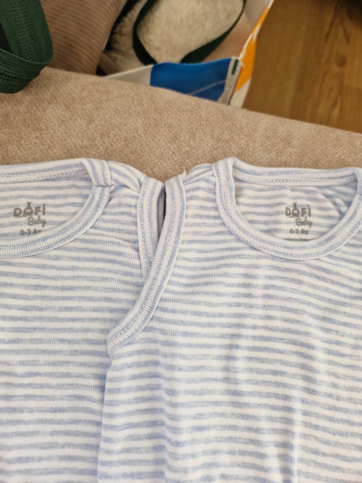 Mavi Çizgili Erkek Bebek Askılı Body - Görsel 2