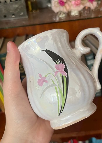 Beyaz çiçek desenli vintage süt takımı - Görsel 13