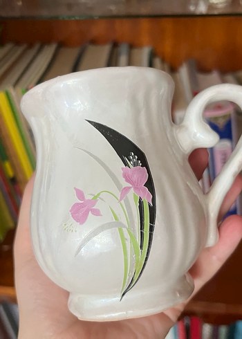 Beyaz çiçek desenli vintage süt takımı - Görsel 5