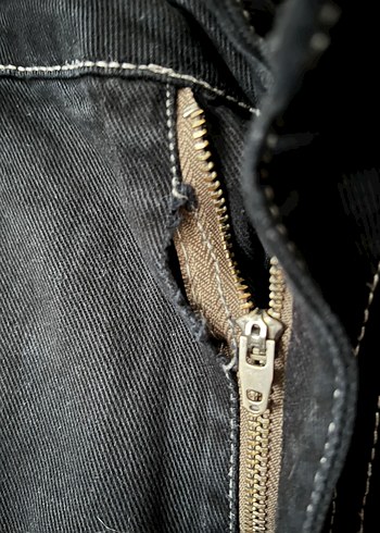 Siyah Bol Kesim Kargo Cepli Kot Pantolon - Görsel 5