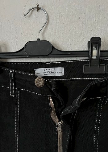 Siyah Bol Kesim Kargo Cepli Kot Pantolon - Görsel 3