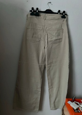 Bej Düğmeli Kadın Denim Pantolon - Görsel 4