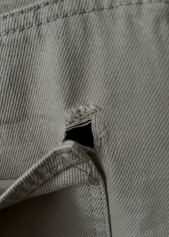 Bej Düğmeli Kadın Denim Pantolon - Görsel 9