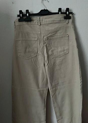 Bej Düğmeli Kadın Denim Pantolon - Görsel 10