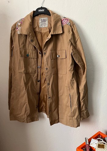 Nakışlı Bohem Gabardin Kadın Ceket - Görsel 6