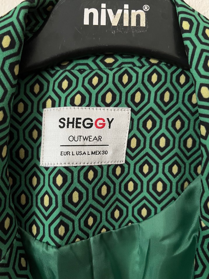 Yeşil-Sarı Desenli Düğmeli Kadın Blazer - Görsel 5