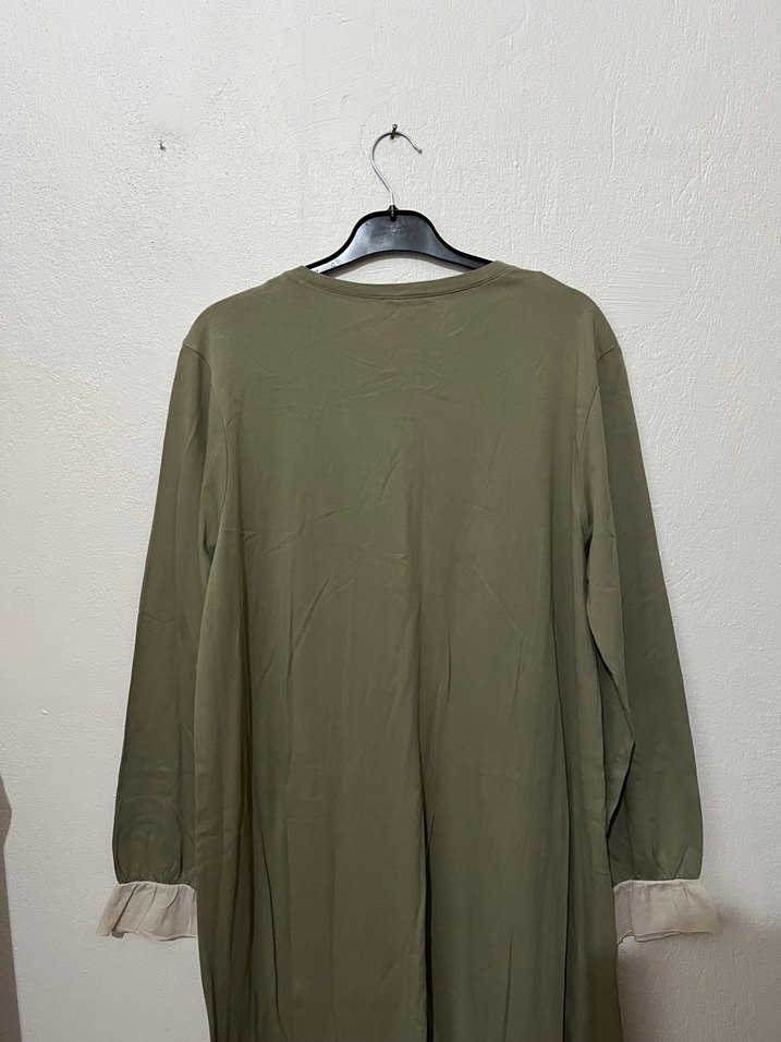 Etek Ucu ve Kolu Pile Detaylı Uzun Elbise - Görsel 3