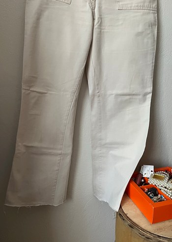 Düşük Bel Keten Kadın Pantolon - Görsel 9