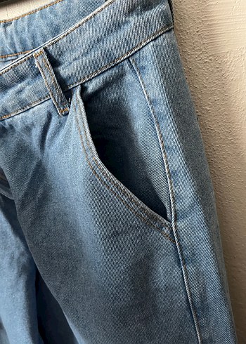 Kadın Mavi Kargo Cepli Denim Pantolon - Görsel 10